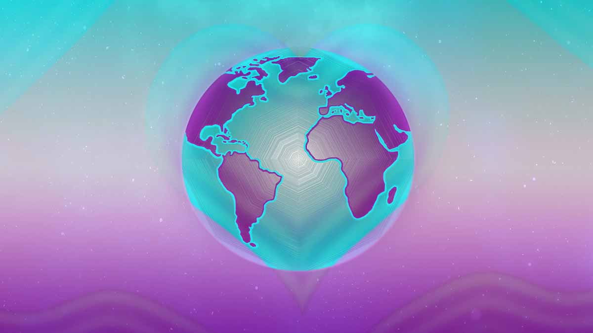 Earth surrounded by a heart - Jerry Mikutis - Reiki Chicago Peace Meditation- Heartbeat of Mother Earth