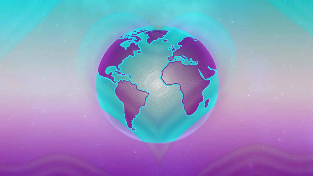 Earth surrounded by a heart - Jerry Mikutis - Reiki Chicago Peace Meditation- Heartbeat of Mother Earth