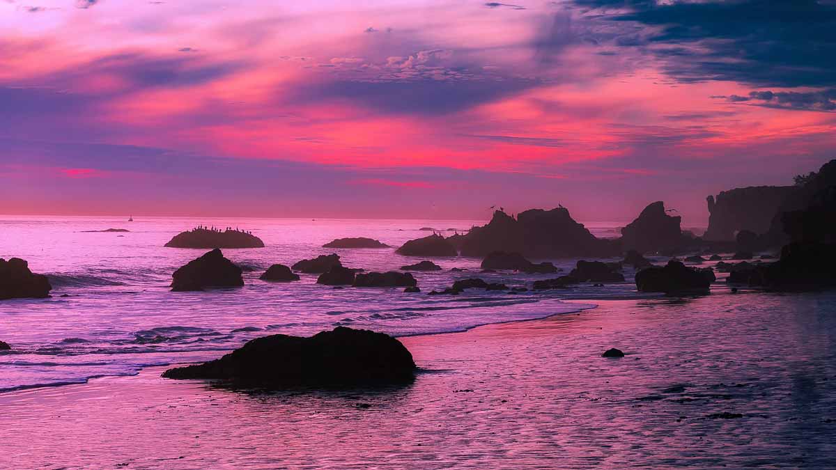 Jerry Mikutis - Chicago Online Reiki Circle ocean shoreline with a pink sky during sunset