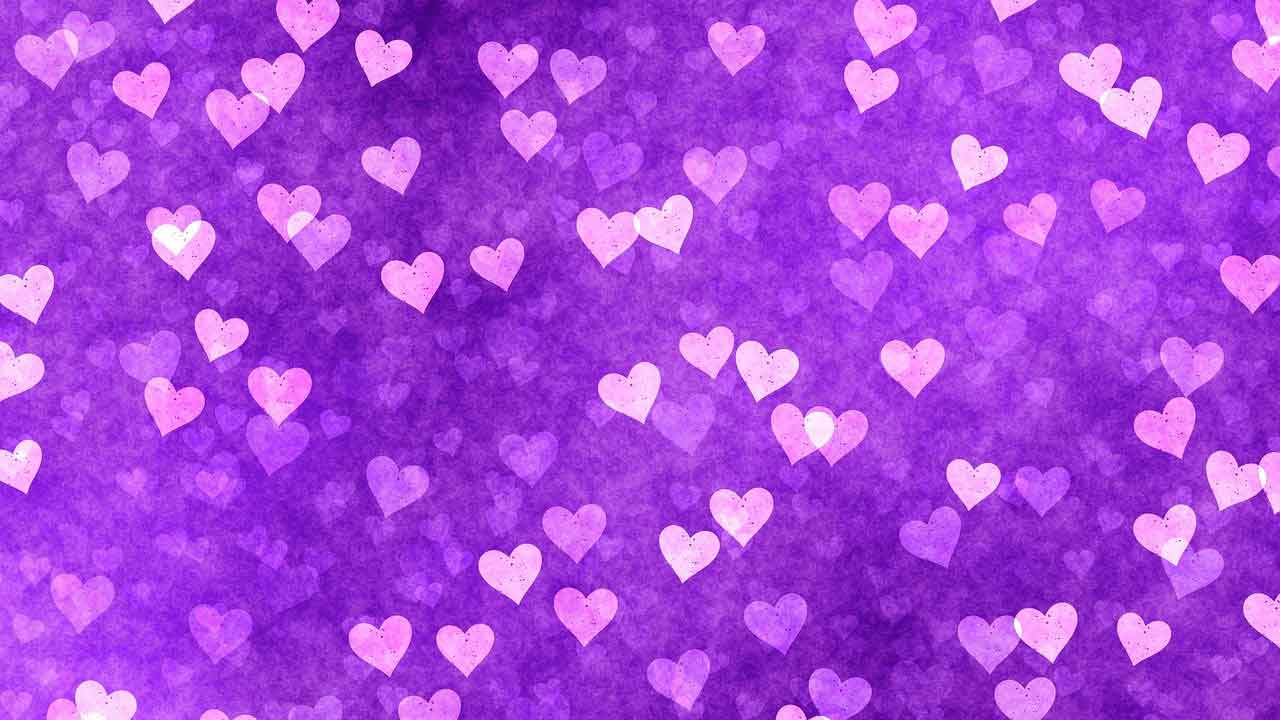 white hearts a purple background - Jerry Mikutis - Chicago Reiki Level 1 & 2 Class - November 2021